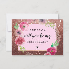 Kommer du att bli min bridesmaid - Flowers Glitter Inbjudningar