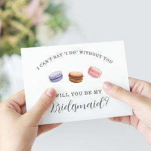 Kommer du att bli min Bridesmaid? Fransk Macaron Inbjudningar