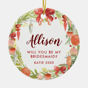 Kommer du att bli min bridesmaid? Frieri i Bride Julgransprydnad Keramik