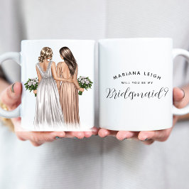 Kommer du att bli min Bridesmaid? Girls in Gäger C Kaffemugg