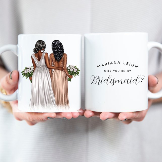 Kommer du att bli min Bridesmaid? Girls in Gäger C Kaffemugg (Skapare uppladdad)