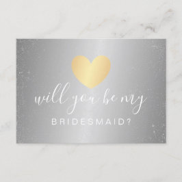 Kommer du att bli min Bridesmaid - Glam Heart Guld Inbjudningar