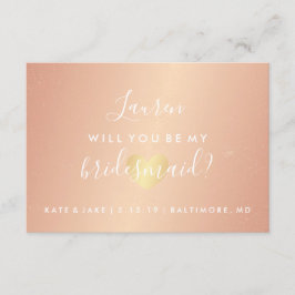 Kommer du att bli min Bridesmaid - Glam Heart Ro G Inbjudningar