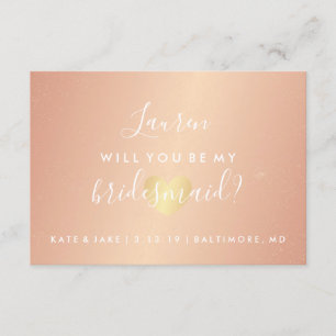 Kommer du att bli min Bridesmaid - Glam Heart Ro G Inbjudningar