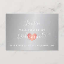 Kommer du att bli min Bridesmaid - Glam Heart Silv