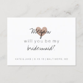 Kommer du att bli min Bridesmaid-Glitter Heart Fab Inbjudningar