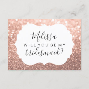 Kommer du att bli min bridesmaid - Glitter Ro Guld Inbjudningar