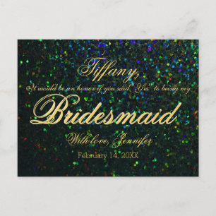 Kommer du att bli min Bridesmaid? Glitter utseende Inbjudan Vykort