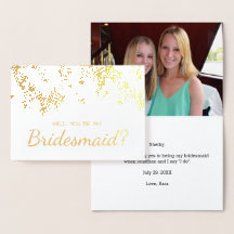 Kommer du att bli min Bridesmaid Gold Foil Handfla