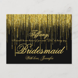 Kommer du att bli min Bridesmaid? Golden Confetti Inbjudan Vykort
