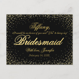 Kommer du att bli min Bridesmaid? Golden Glitter N Inbjudan Vykort