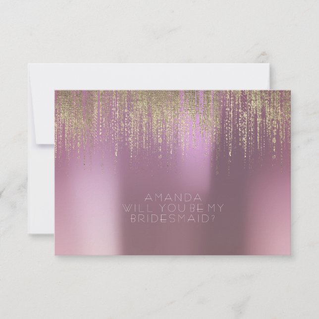 Kommer du att bli min Bridesmaid Golden Rain Lilac Inbjudningar (Framsida)