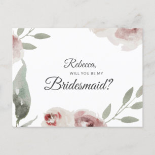 Kommer du att bli min Bridesmaid Greenery Eucalypt Meddelande Vykort
