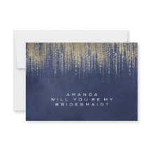 Kommer du att bli min bridesmaid Guld Blue Navy?