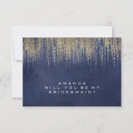 Kommer du att bli min bridesmaid Guld Blue Navy? Inbjudningar