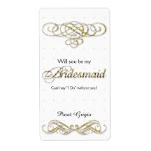 Kommer du att bli min Bridesmaid Guld Glitter Vin