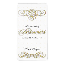 Kommer du att bli min Bridesmaid Guld Glitter Vin Fraktsedel