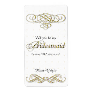 Kommer du att bli min Bridesmaid Guld Glitter Vin Fraktsedel