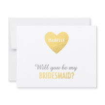 Kommer du att bli min bridesmaid, guld-hjärtmall?