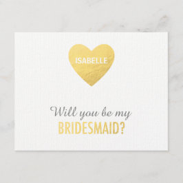 Kommer du att bli min bridesmaid, guld-hjärtmall? inbjudningar