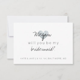 Kommer du att bli min Bridesmaid - Heart Fab Silve Inbjudningar