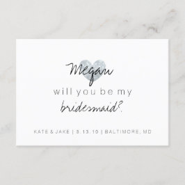 Kommer du att bli min Bridesmaid - Heart Fab Silve Inbjudningar