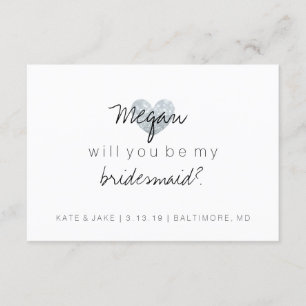 Kommer du att bli min Bridesmaid - Heart Fab Silve Inbjudningar