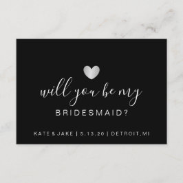 Kommer du att bli min Bridesmaid - Heart Silver Bl Inbjudningar