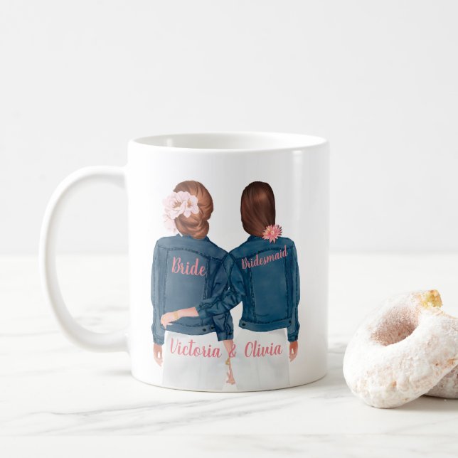 Kommer du att bli min Bridesmaid Jean Jacka Mugg? Kaffemugg (Med munk)