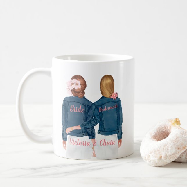 Kommer du att bli min Bridesmaid Jean Jacka Mugg? Kaffemugg (Med munk)