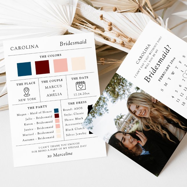 Kommer du att bli min Bridesmaid? Kalenderinformat Inbjudningar (Skapare uppladdad)