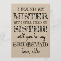 Kommer du att bli min bridesmaid? | Kort