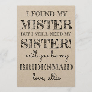 Kommer du att bli min bridesmaid?   Kort