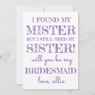 Kommer du att bli min bridesmaid? Kort