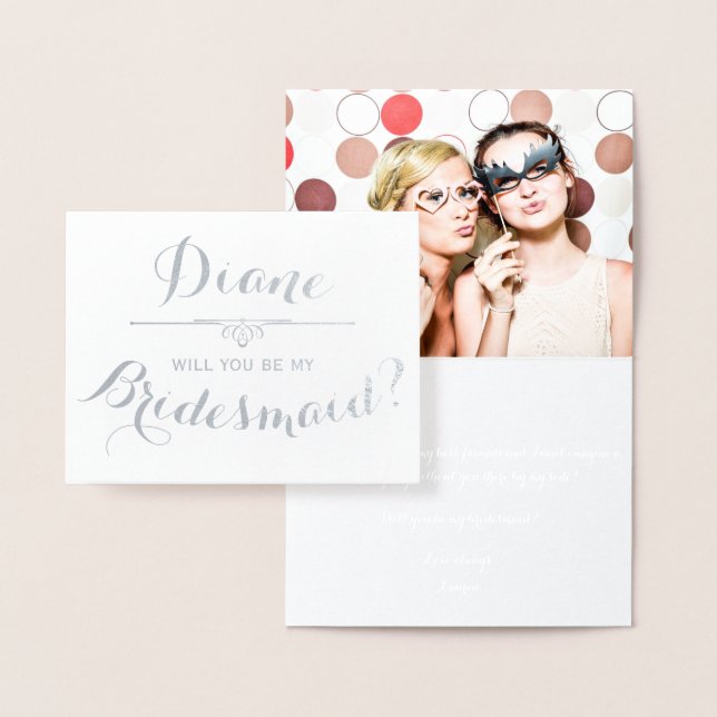 Kommer du att bli min Bridesmaid? Kursiv Personlig Folierat Kort (Display)