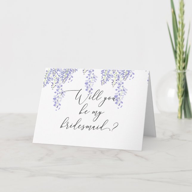 Kommer du att bli min Bridesmaid? Lavender Wisteri Kort (Framsida)