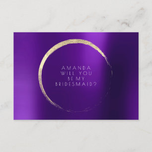 Kommer du att bli min Bridesmaid Lila Plum Guld Mi Inbjudningar