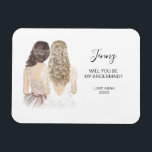 Kommer du att bli min bridesmaid magnet<br><div class="desc">Enkelt och klassiskt "Kommer du att bli min brud?" magnet med en brud och brud. Anpassa namn och rollen till din inställning.</div>