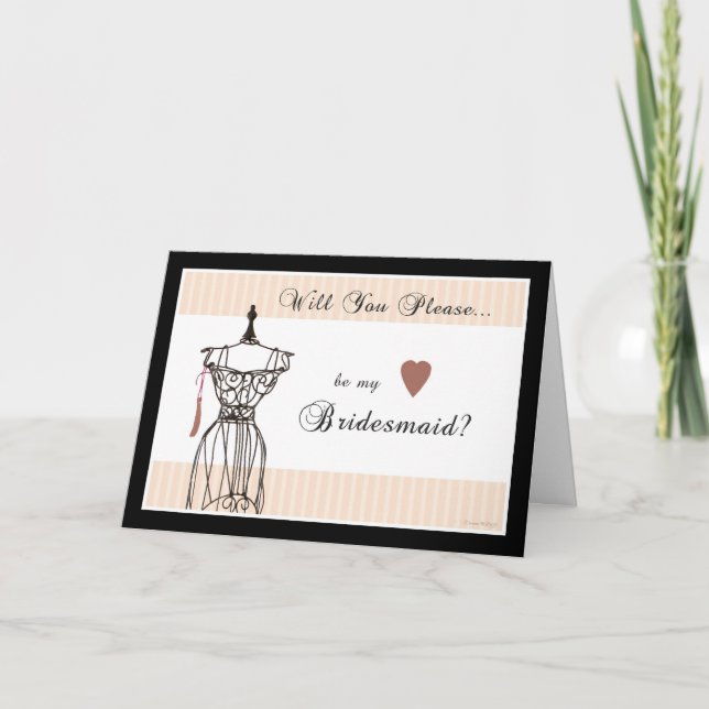 Kommer du att bli min Bridesmaid - Mannequin Card Inbjudan (Framsida)