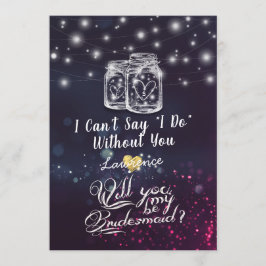 Kommer du att bli min Bridesmaid Mason Burk Lila L Inbjudningar