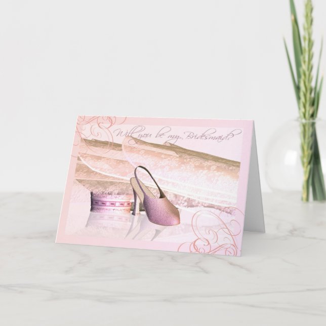 Kommer du att bli min Bridesmaid? Med lite veil oc Inbjudan (Framsida)