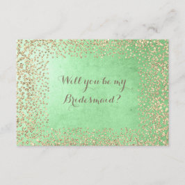 Kommer du att bli min Bridesmaid Mint Guld Champai Inbjudningar