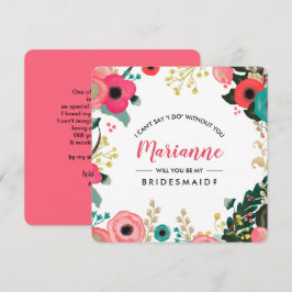 Kommer du att bli min Bridesmaid? Modern Blommigt Inbjudningar