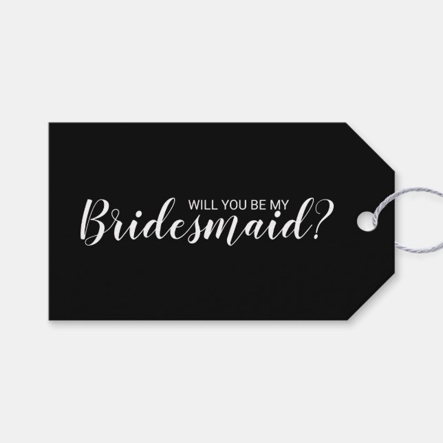 Kommer du att bli min Bridesmaid? Modern Script Bl Presentetikett (Framsidan (Horisontell))