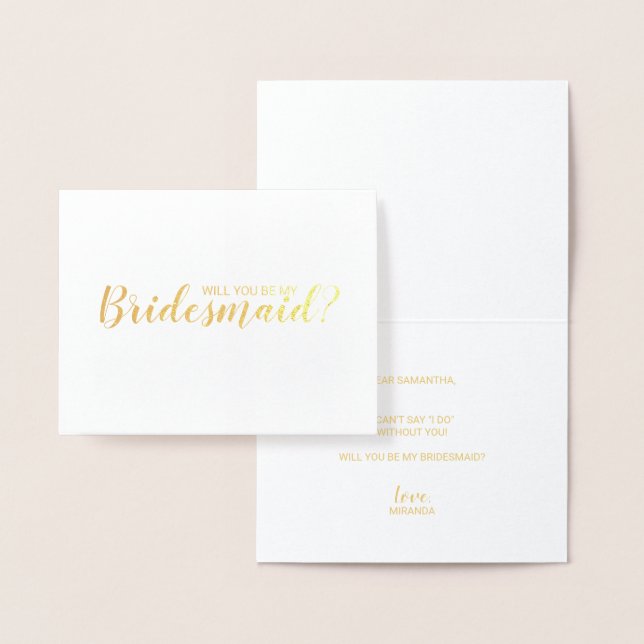 Kommer du att bli min Bridesmaid? Modern skript Gu Folierat Kort (Display)