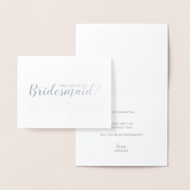 Kommer du att bli min Bridesmaid? Modern skript Si Folierat Kort (Display)