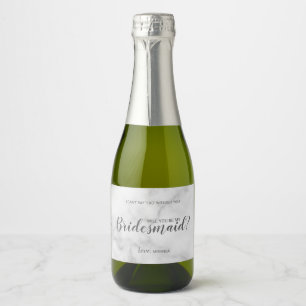 Kommer du att bli min Bridesmaid? Modern vit marmo