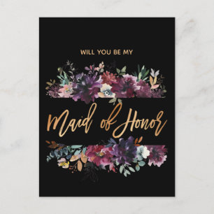 Kommer du att bli min Bridesmaid MOH Burgundy Mars Inbjudan Vykort