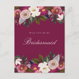 Kommer du att bli min Bridesmaid? Moody Blommigt v Vykort