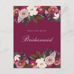 Kommer du att bli min Bridesmaid? Moody Blommigt v Vykort